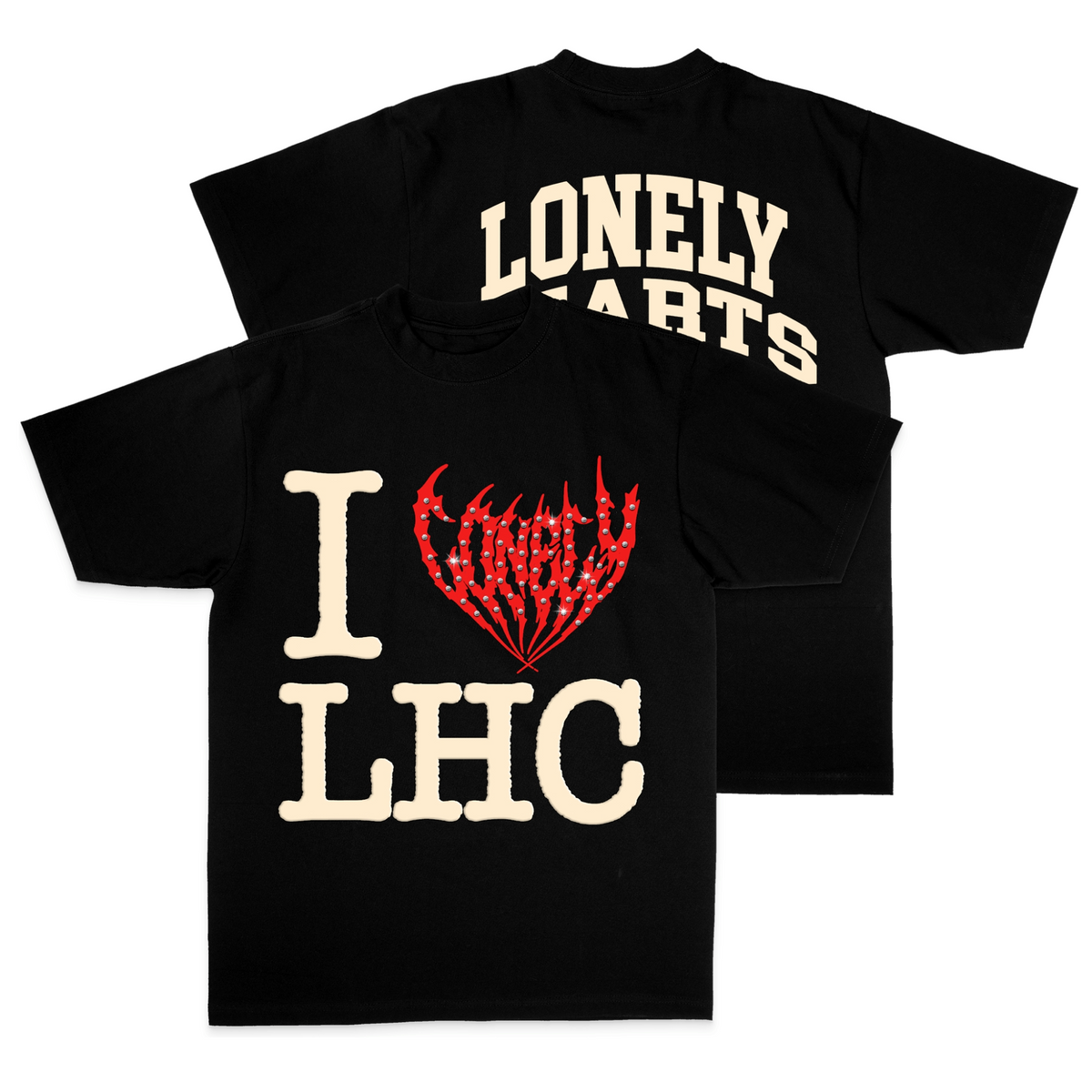 Lonely Hearts Club I ❤️ LHC Premium Rhinestone Cropped T-shirt