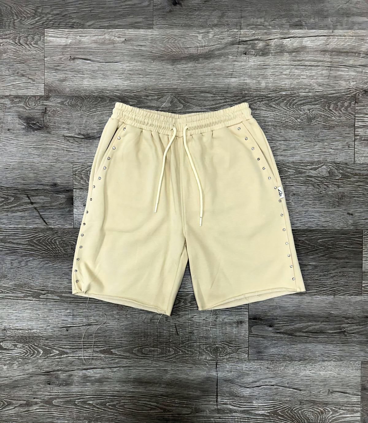 Bkys Rhinestone French Terry Shorts Off White