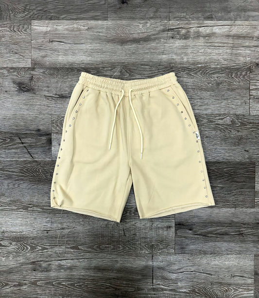 Bkys Rhinestone French Terry Shorts Off White