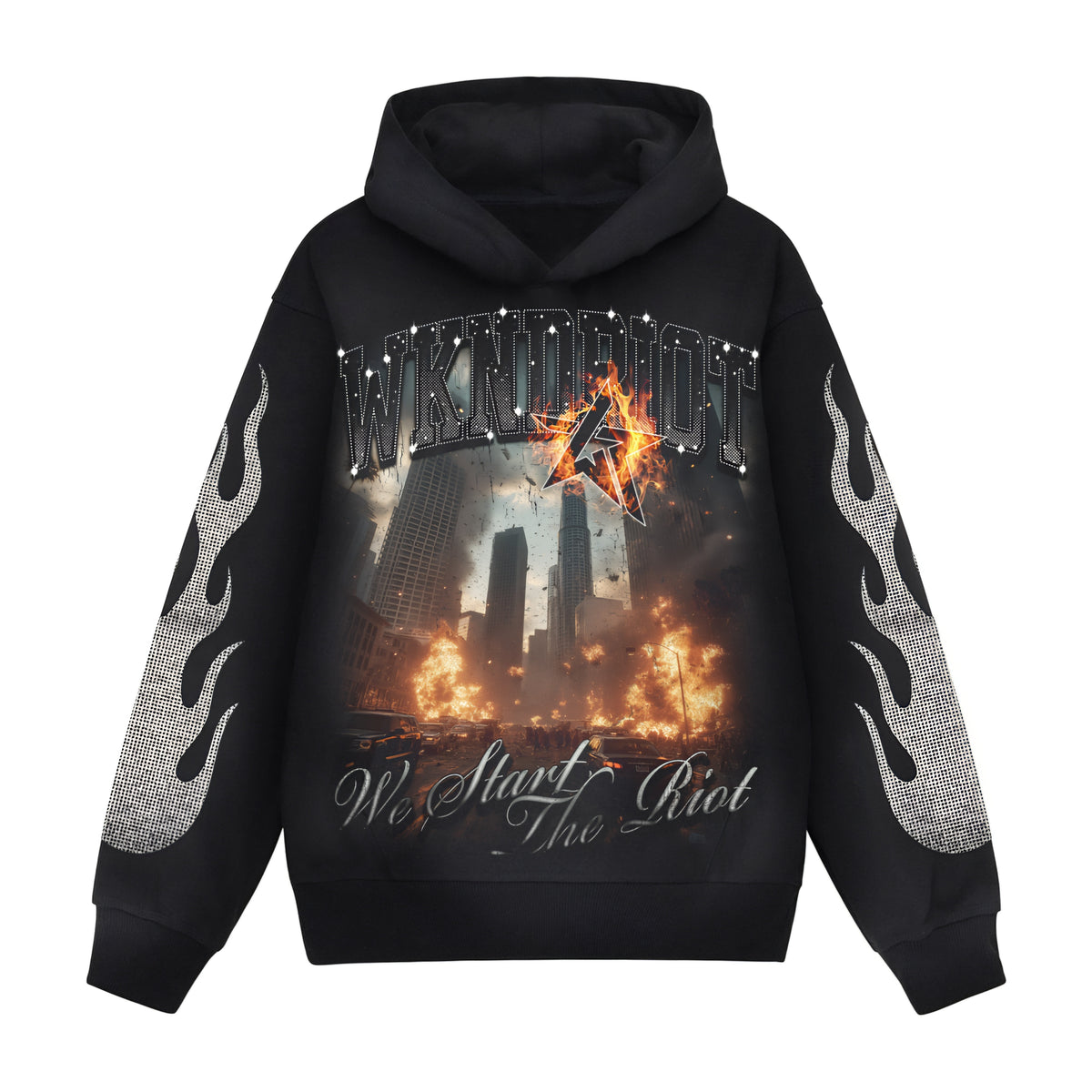 Wknd Riot Downtown Riot Rhinestone Hoodie