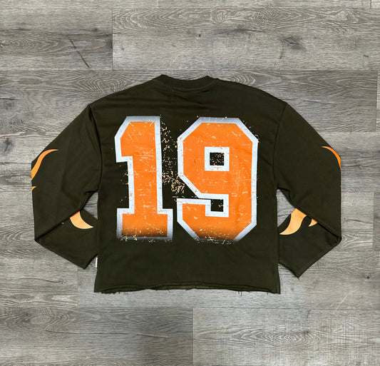 BKYS Waves Cropped Long Sleeve T-shirt (Olive)