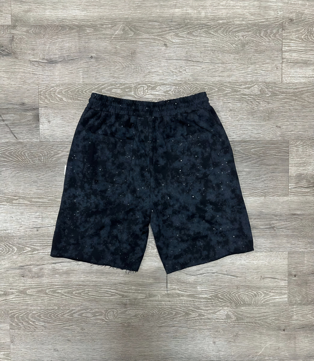 Bkys Rhinestone French Terry Shorts Acid Wash Black
