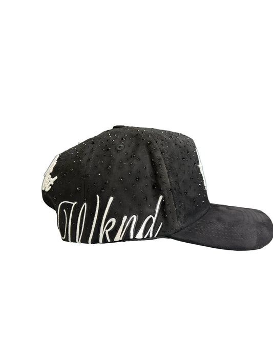 Wknd Riot Sex Black Rhinestone Suede Hat