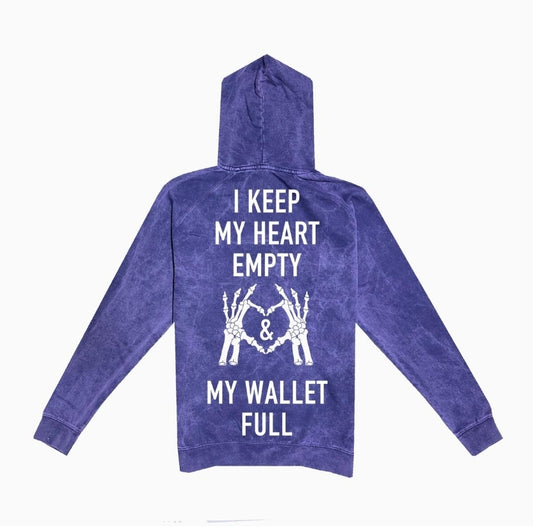 November Reine Empty Heart Acid Wash Hoodie