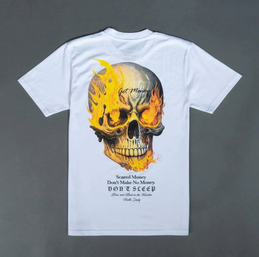 Hasta Muerte Scared Money Skull T-shirt (White)
